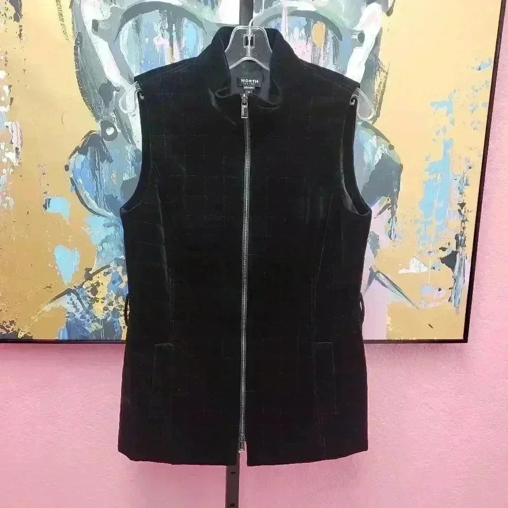 Worth New York Zip Up Black Quilted Vest